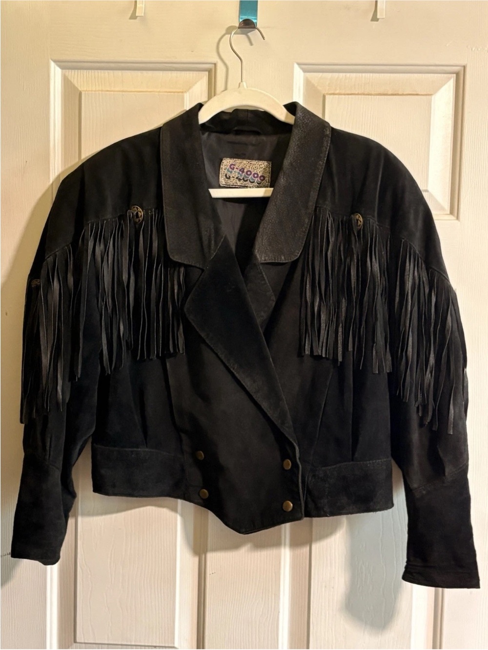 Vintage Genuine Leather Fringe Jacket Western Suede Biker Cowgirl M